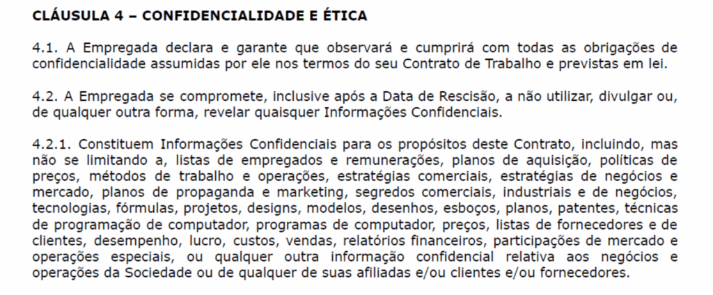 Trecho do termo de rescisão apresentado a empregados demitidos pelo Mercado Livre (Imagem: Reprodução)