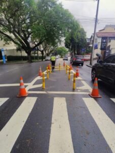 Prefeitura implanta ilha de refúgio para pedestres na Rua Messina, no Bonfiglioli
